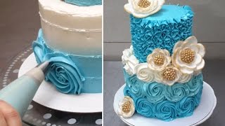 EASY WEDDING CAKE IDEA  How To Make Swirl Buttercream Roses by Cakes StepbyStep [upl. by Ised]