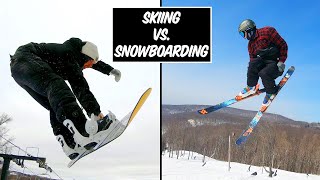 Skiing vs Snowboarding A FULL Comparison Pros and Cons [upl. by Enajyram501]