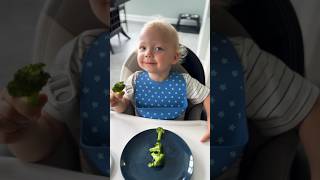 Delicious 😋 steamed broccoli 🥦 time … funny cute baby [upl. by Nrubliw800]