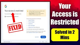 Your Access is Restricted Your Account Cant Access Most Google Services [upl. by Rafiq]