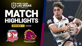 NRL 2024  Roosters v Broncos  Match Highlights [upl. by Krucik]