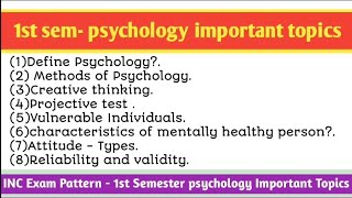 psychology 33 important topic full chapter for INC Exam pattern  1st semester  bsc nursing [upl. by Ivar]