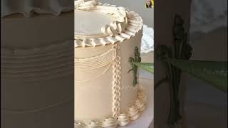 Beige Color Cake with Simple Flowers Decorations [upl. by Jerold652]