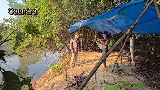 PESCANDO ACAMPANDO SELVAGENS fiz peixe frito na beira do RIO [upl. by Tiossem]