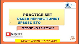 Practice Set for DSSSB Refractionist  UPSSSC ETO AIIMS Optometrist Previous Year Questionsoptom [upl. by Christabel]