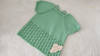 🍀yazlık ajurlu harika bir model ister elbise ister bluz 🍀 sweaterdesignbaby dress knitting [upl. by Spearing327]