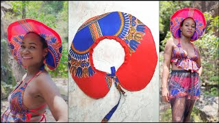 How to Sew a Dashiki Visor Hat African Print Summer DIY Beautarie [upl. by Anialem]