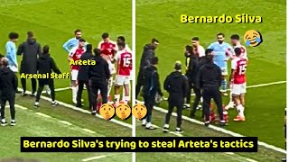 Bernardo Silvas funny action trying to steal Artetas tactics in match Man City Vs Arsenal [upl. by Given]