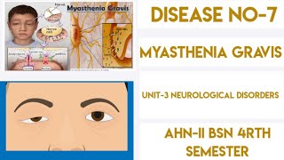 Myasthenia gravisDisease No7Unit3Neurological NursingAHNIIBSN 4rth semesterIn Urdu [upl. by Fulvi993]