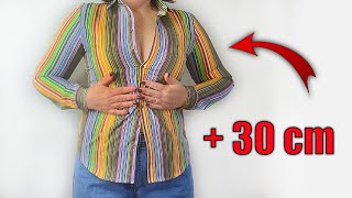 ✅Amazing Sewing Trick HOW TO ENLARGE A SHIRT BY 30 cm [upl. by Maller]