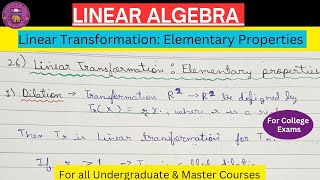 Lec26  Linear Transformation Elementary Properties  Linear Algebra [upl. by Talley744]