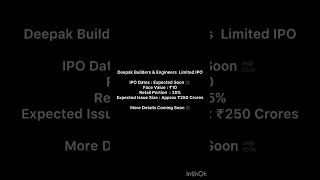 Deepak Builders amp Engineers Limited IPO ipo stockmarket [upl. by Ekihc]