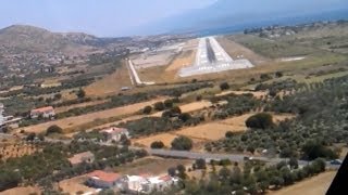 AMAZING B737 onboard cockpit video of landing in EXTREME crosswind at Samos [upl. by Asihtal613]