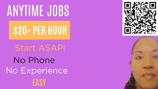 Anytime Easy Jobs 20 Per Hour No Exp l No Phone  Start ASAP [upl. by Notyarb]