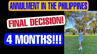 ANNULMENT IN THE PHILIPPINES FINAL DECISION IN 4 MONTHS k1 annulment k1visa [upl. by Anaidirib]