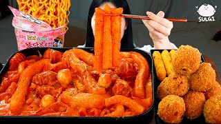 ASMR MUKBANG 직접 만든 불닭 로제 떡볶이 로제 불닭볶음면 치즈스틱 치즈볼 먹방 amp 레시피 FIRE NOODLES AND Tteokbokki EATING [upl. by Chiquita]