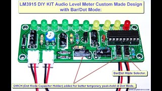 LM3915 DIY KIT Audio Sound LED VU Level Meter v30 Custom PCB [upl. by Aissenav]