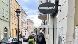 Exploring Halal Food In Krakow Poland City Center Shawerma Frytki [upl. by Raynor]