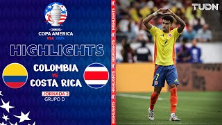 HIGHLIGHTS  Colombia vs Costa Rica  Copa América 2024  J2  TUDN [upl. by Rolo]