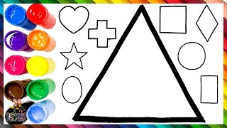 Dibuja y Pinta 10 Formas Geométricas De Arcoiris 🔺🟠⭐🟩🔷💜➕♦️🎨🖌️ Dibujos Para Niños [upl. by Ahcorb]