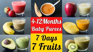 7 Fruit Purees for 4 to 12 Month Babies  Stage 1 Homemade Baby Food  7 Fruit Purees for 7 Days [upl. by Annmarie]