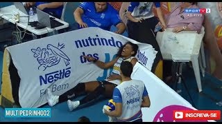 Fernanda Garay tenta recuperar a bola e sente câimbras no abdômen [upl. by Brittaney456]