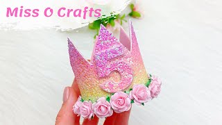 DIY Birthday Crown For Baby Girl  Cricut Craft Ideas  Miss O Crafts [upl. by Dlawso]