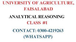 UAF MPhil amp PhD Test Preparation Class 1  UAF MPhil and PhD Admissions  Analytical reasoning [upl. by Riorsson]