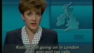 ITN Newsflash London poll tax riots 31031990 [upl. by Annaeerb17]