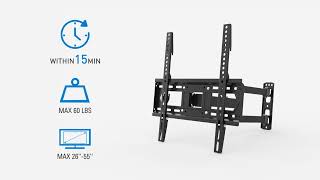 Full Motion Corner TV Wall Mount for 2655quot TVs MP0011 from MOUNTUP [upl. by Rizas]