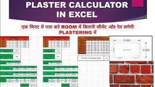 Plaster for internal and external walls  Excel Calculator for Plastering Work  Plaster Estimation [upl. by Elaine32]