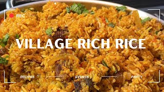 How to make VILLAGE RICE  Nigeria Palm oil rice  How to make village palm oil rice as a chef [upl. by Thurstan928]