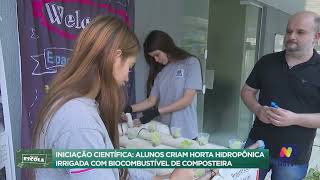 Alunos criam horta hidropônica irrigada com biocombustível de composteira [upl. by Llennaj]