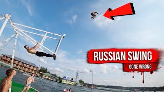 CRAZY RUSSIAN SWING FAIL  WAKEBOARDING TRICKS at water park [upl. by Alios]