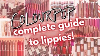 ColourPop Lips 101  Complete Guide To ColourPop Lip Color Finishes Formulas Application  More [upl. by Ileek]