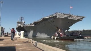 Aircraft Carrier USS Enterprise Departs Naval Station Norfolk [upl. by Elrak558]