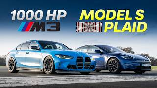 Drag Race 1000hp BMW M3 vs 1000hp Tesla Model S Plaid [upl. by Verile768]