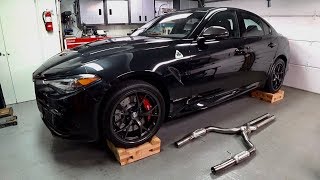 Alfa Romeo Giulia Quadrifoglio X Pipe Exhaust Install with Sound Demo [upl. by Nealson]