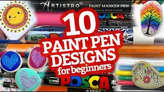 10 EASY Paint Pen Designs for Beginners  Easy Stone Painting Ideas  Rock Painting 101 [upl. by Inaboy]