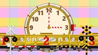 How to tell time for kids  時間を覚える（英語）踏切電車アニメ [upl. by Anerev]