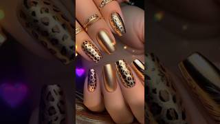 Golden nail designs with animal printsshorts [upl. by Kessel]