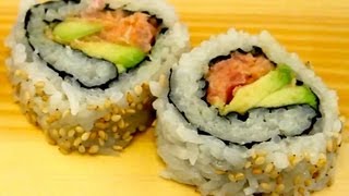 How To Make Sushi  Spicy Tuna Sushi Rolls [upl. by Anetta475]