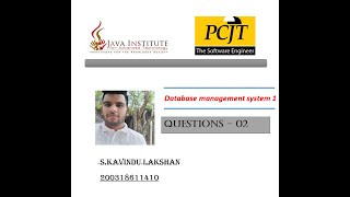 Question Set 02  Database Management System  Java Institute [upl. by Johna]