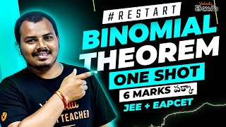 Binomial Theorem Class 12 One shot  EACPET JEE 2025  EAPCET JEE Maths  Devilal SIR [upl. by Irabaj]