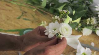 How make a wrist corsage  Wedding Flowers Tutorials and Workshops by Campbells Flowers amp Design [upl. by Nodlehs]