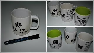 DIY How to decorate a mug with permanent marker [upl. by Retsek]