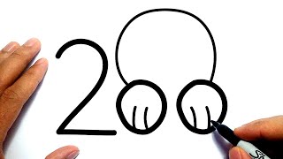 Too Easy Cat 200 Drawing For Beginners  How To Draw A Cat With 200 Number [upl. by Stacy]