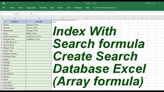 Index With Search formula Search Database Excel Array formula [upl. by Verla337]