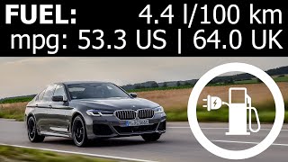 BMW 545e xDrive fuel energy power consumption economy highway autobahn city mpg kWh100 km mpkWh [upl. by Given]