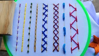 8 Basic Stitch Embroidery Tutorial  avniembroidery [upl. by Ahsineg939]